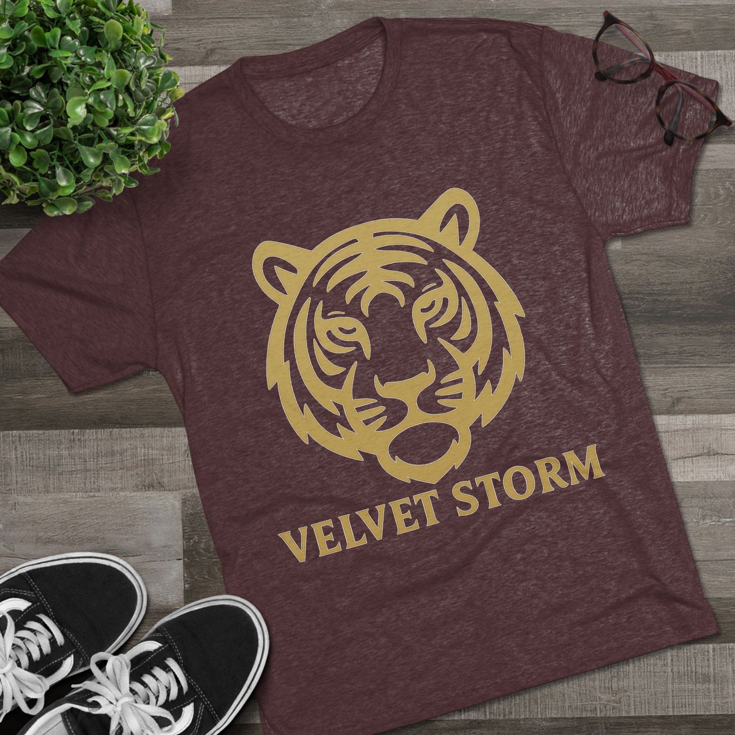 Stylish Tiger Graphic Tee, Unisex Tri-Blend Crew T-Shirt, Animal Lover Gift, Casual Wear, Trendy Apparel, Velvet Storm