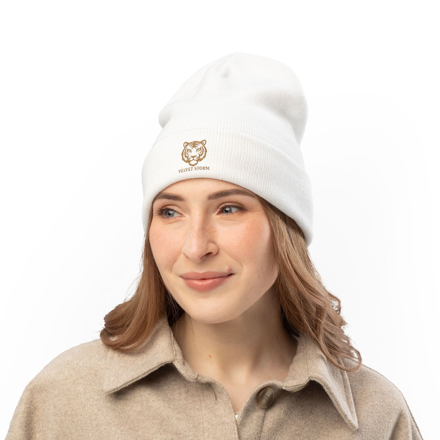 Embroidered Tiger Knit Beanie - Cozy Winter Hat, Gift for Animal Lovers, Stylish Beanie for Every Occasion, Winter Fashion