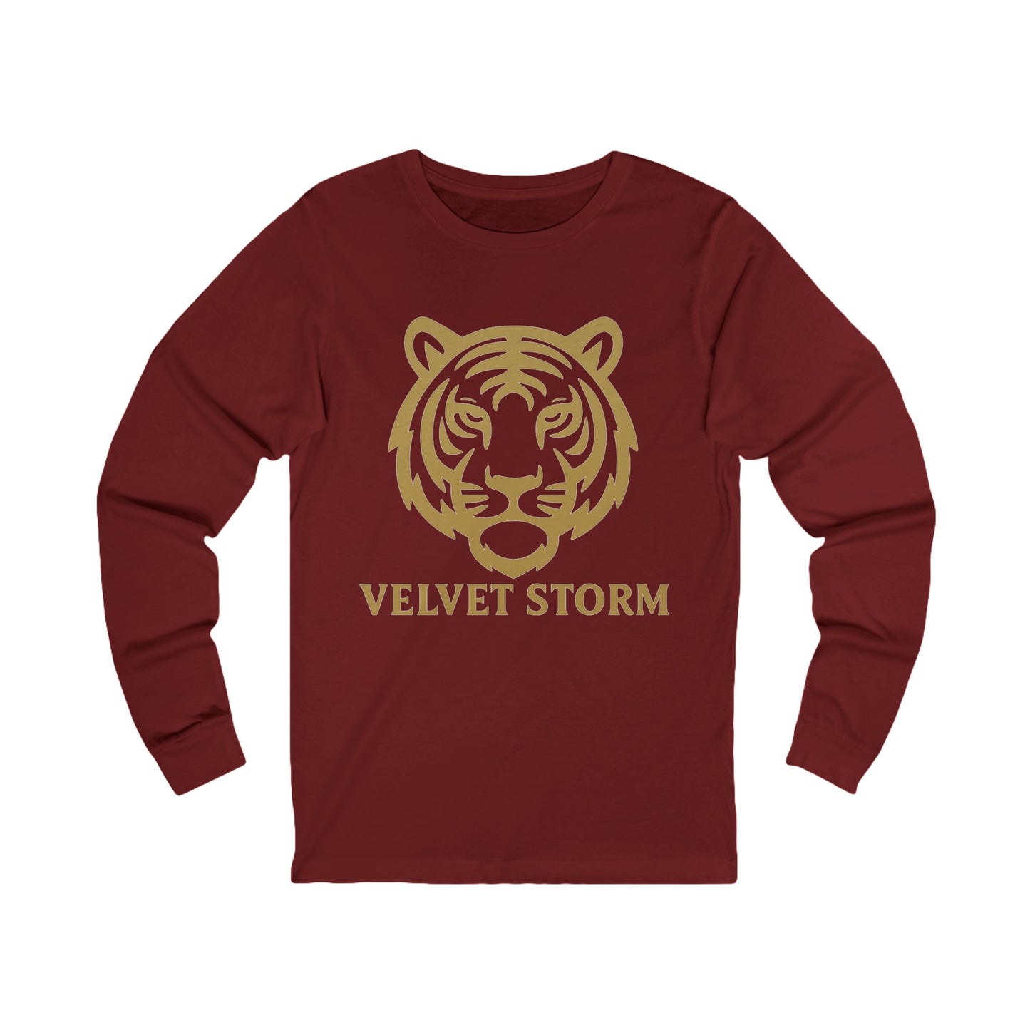 Velvet Storm Long Sleeve Tee, Unisex Fashion Top, Tiger Graphic Shirt, Casual Wear, Gift for Animal Lovers, Everyday Style
