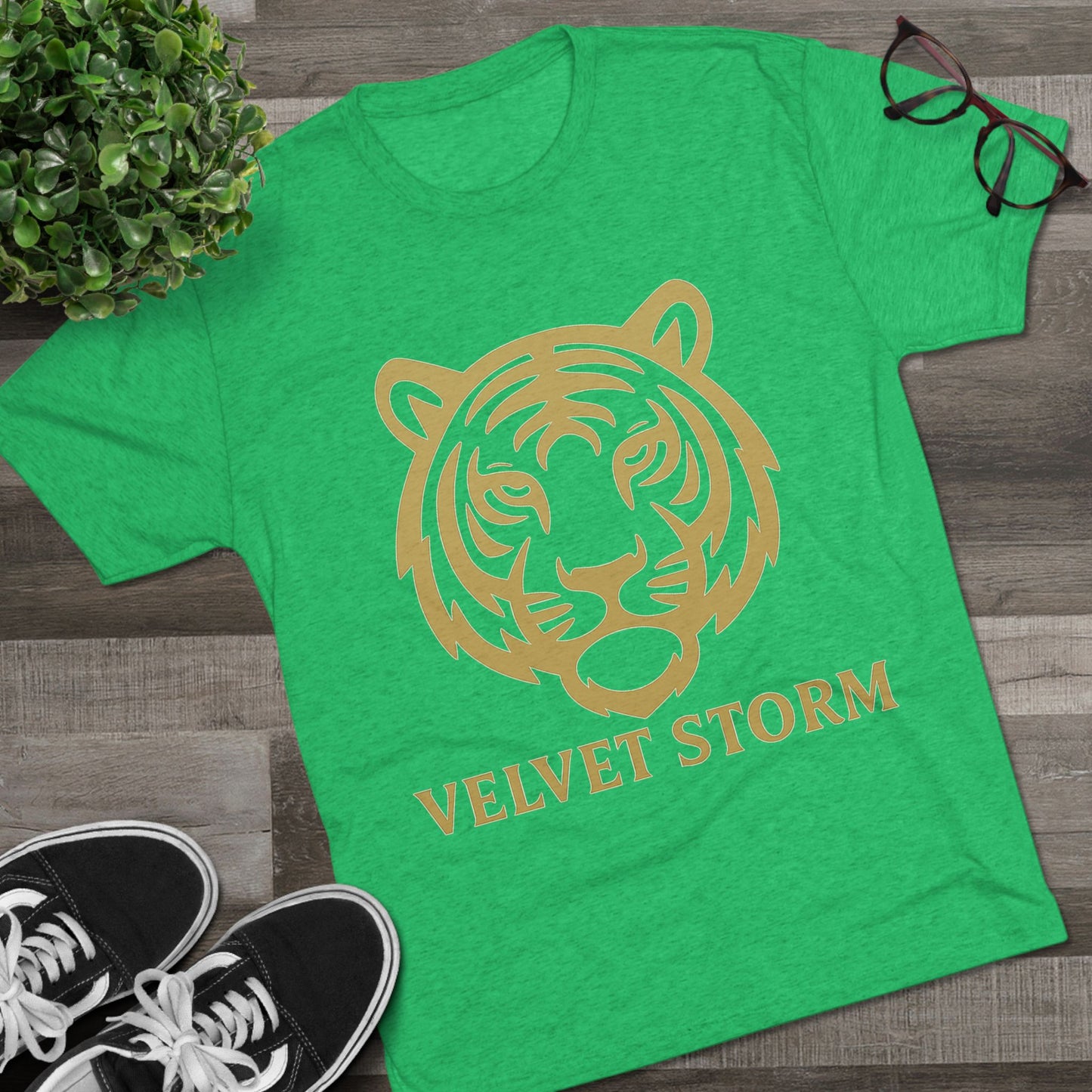 Stylish Tiger Graphic Tee, Unisex Tri-Blend Crew T-Shirt, Animal Lover Gift, Casual Wear, Trendy Apparel, Velvet Storm