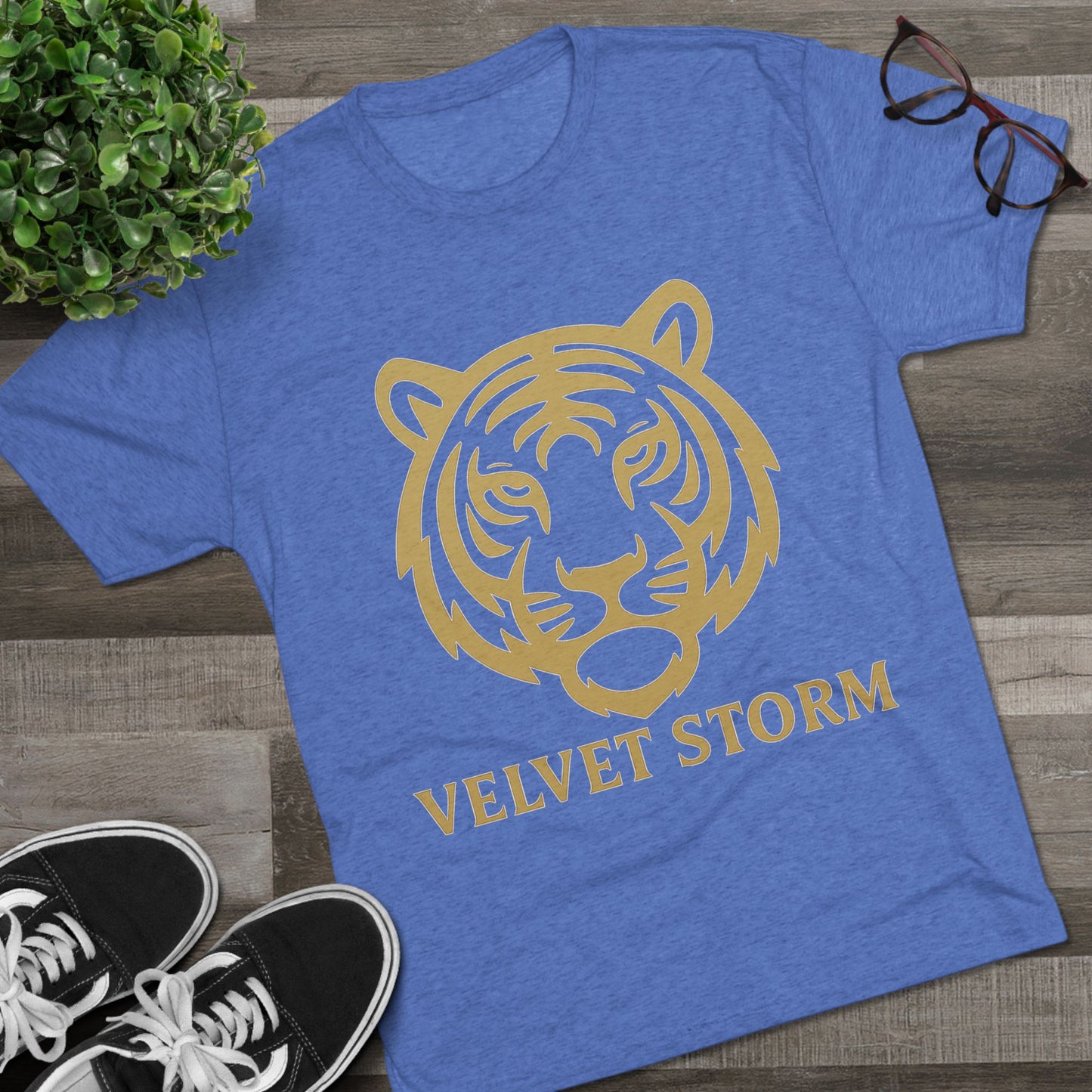 Stylish Tiger Graphic Tee, Unisex Tri-Blend Crew T-Shirt, Animal Lover Gift, Casual Wear, Trendy Apparel, Velvet Storm