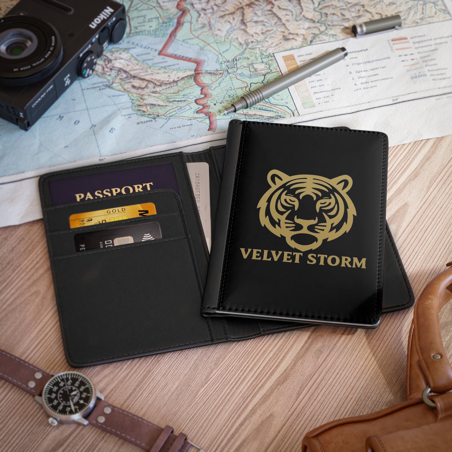 Stylish Passport Cover with Velvet Storm Tiger Design, Travel Accessory, Adventure Gift, Unique Travel Holder, Tiger Lover Gift