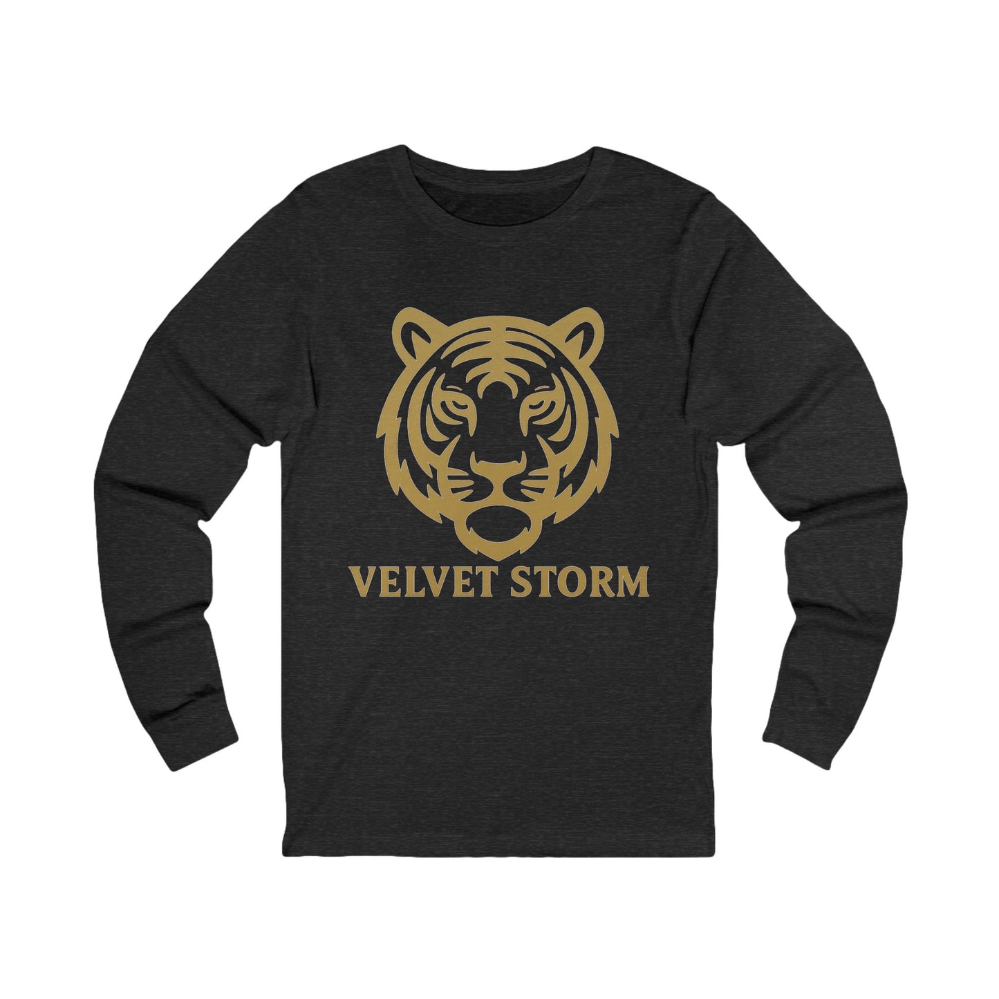 Velvet Storm Long Sleeve Tee, Unisex Fashion Top, Tiger Graphic Shirt, Casual Wear, Gift for Animal Lovers, Everyday Style