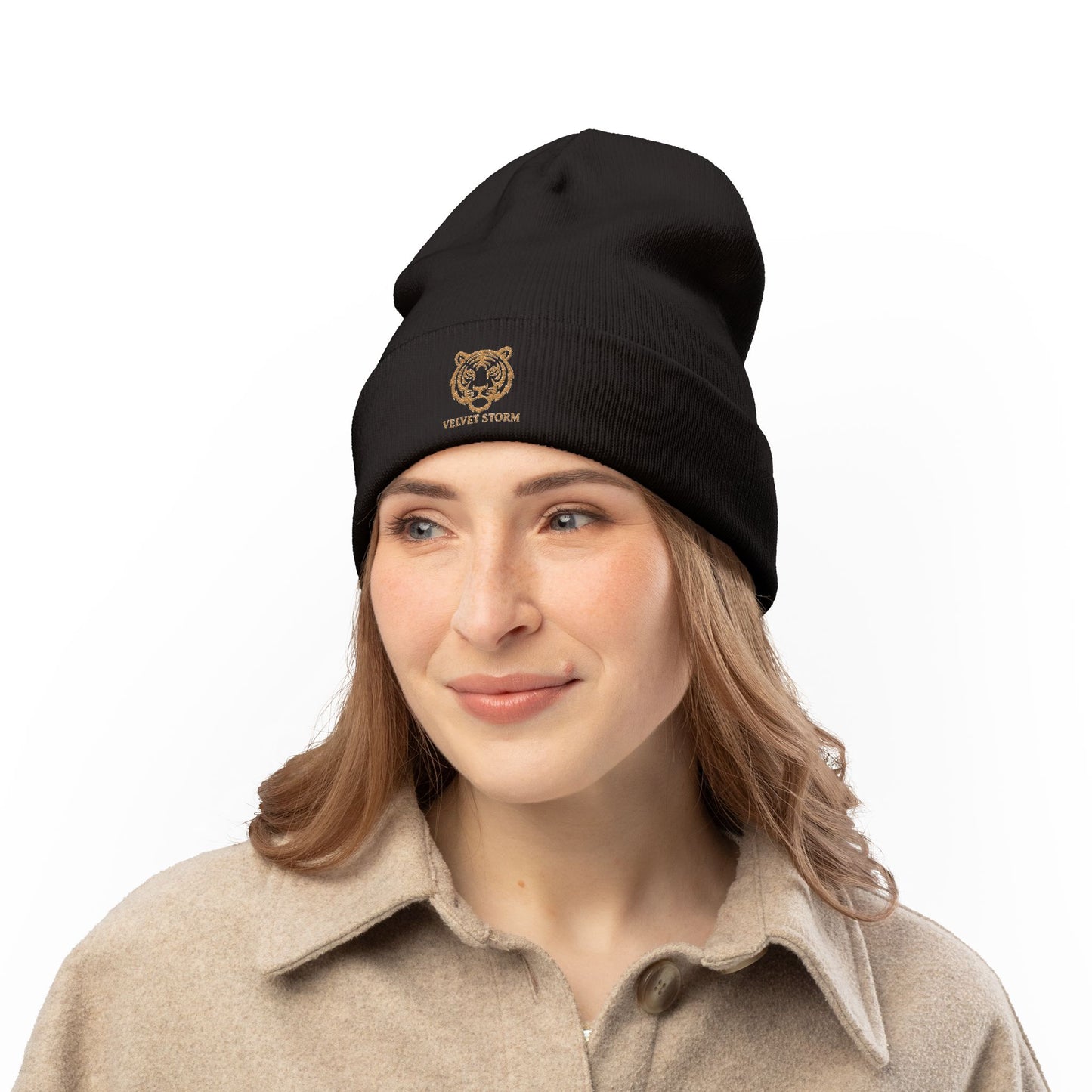 Embroidered Tiger Knit Beanie - Cozy Winter Hat, Gift for Animal Lovers, Stylish Beanie for Every Occasion, Winter Fashion