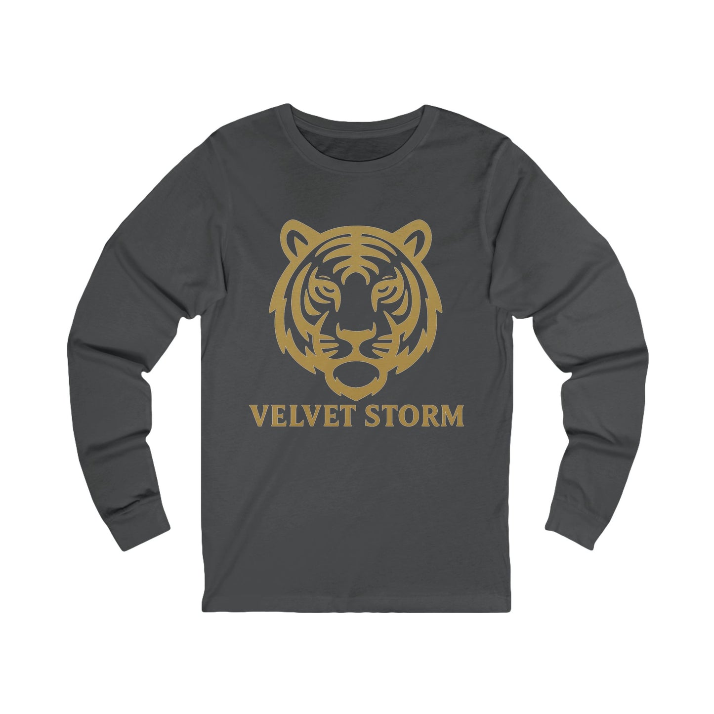 Velvet Storm Long Sleeve Tee, Unisex Fashion Top, Tiger Graphic Shirt, Casual Wear, Gift for Animal Lovers, Everyday Style
