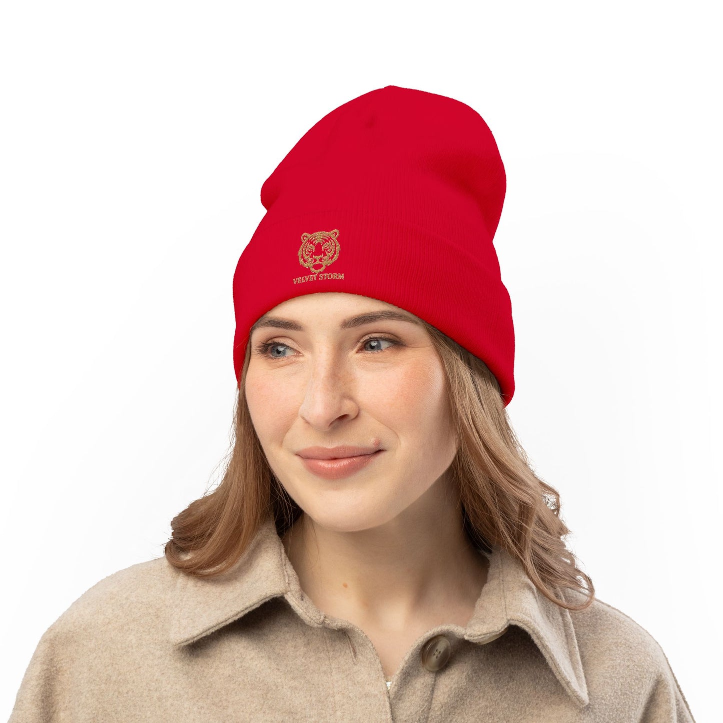 Embroidered Tiger Knit Beanie - Cozy Winter Hat, Gift for Animal Lovers, Stylish Beanie for Every Occasion, Winter Fashion