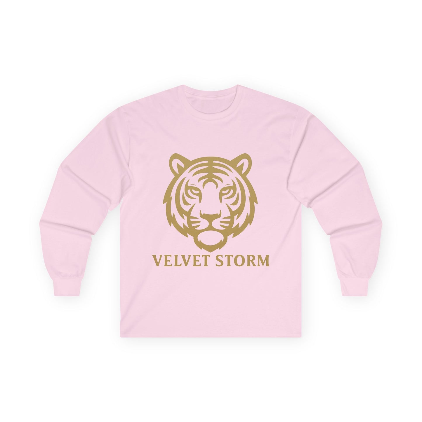 Unisex Long Sleeve Tee with Velvet Storm Tiger Design, Casual Wear, Gift for Animal Lovers, Fall Fashion, Trendy Tees