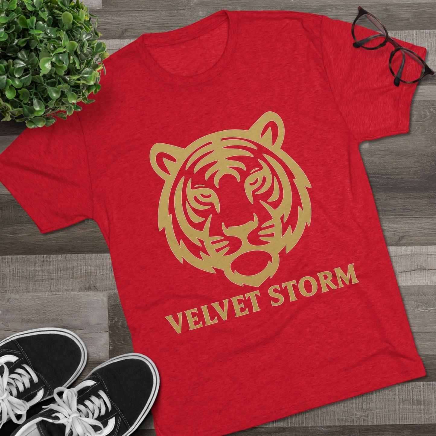 Stylish Tiger Graphic Tee, Unisex Tri-Blend Crew T-Shirt, Animal Lover Gift, Casual Wear, Trendy Apparel, Velvet Storm