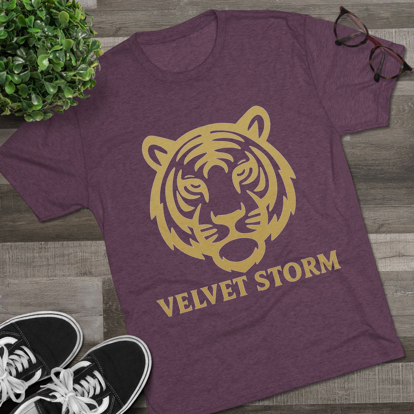 Stylish Tiger Graphic Tee, Unisex Tri-Blend Crew T-Shirt, Animal Lover Gift, Casual Wear, Trendy Apparel, Velvet Storm