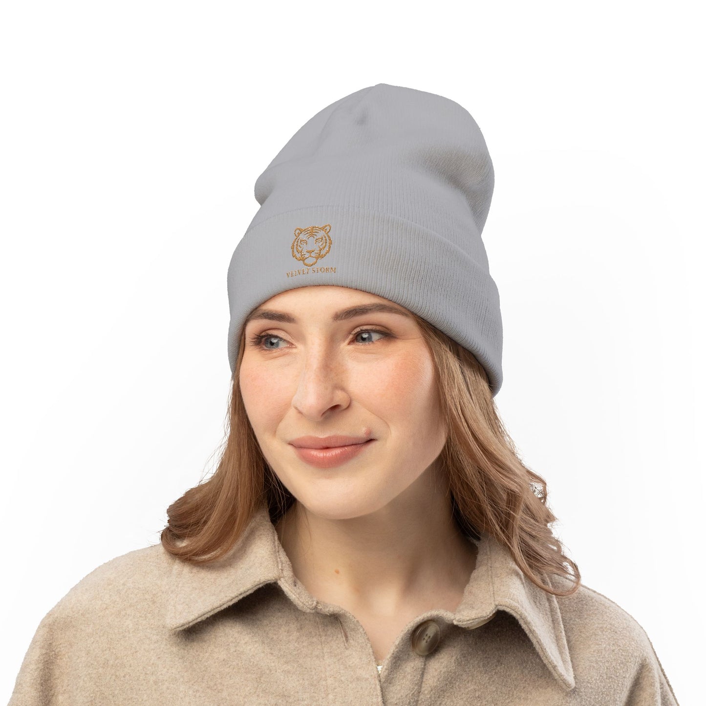 Embroidered Tiger Knit Beanie - Cozy Winter Hat, Gift for Animal Lovers, Stylish Beanie for Every Occasion, Winter Fashion