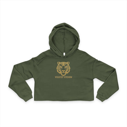 Stylish Women's Cropped Hoodie with Gold Tiger Design | Trendy Athleisure Wear, Gift for Fashion Lovers, Cozy Casual Outfit