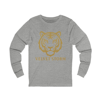 Velvet Storm Long Sleeve Tee, Unisex Fashion Top, Tiger Graphic Shirt, Casual Wear, Gift for Animal Lovers, Everyday Style