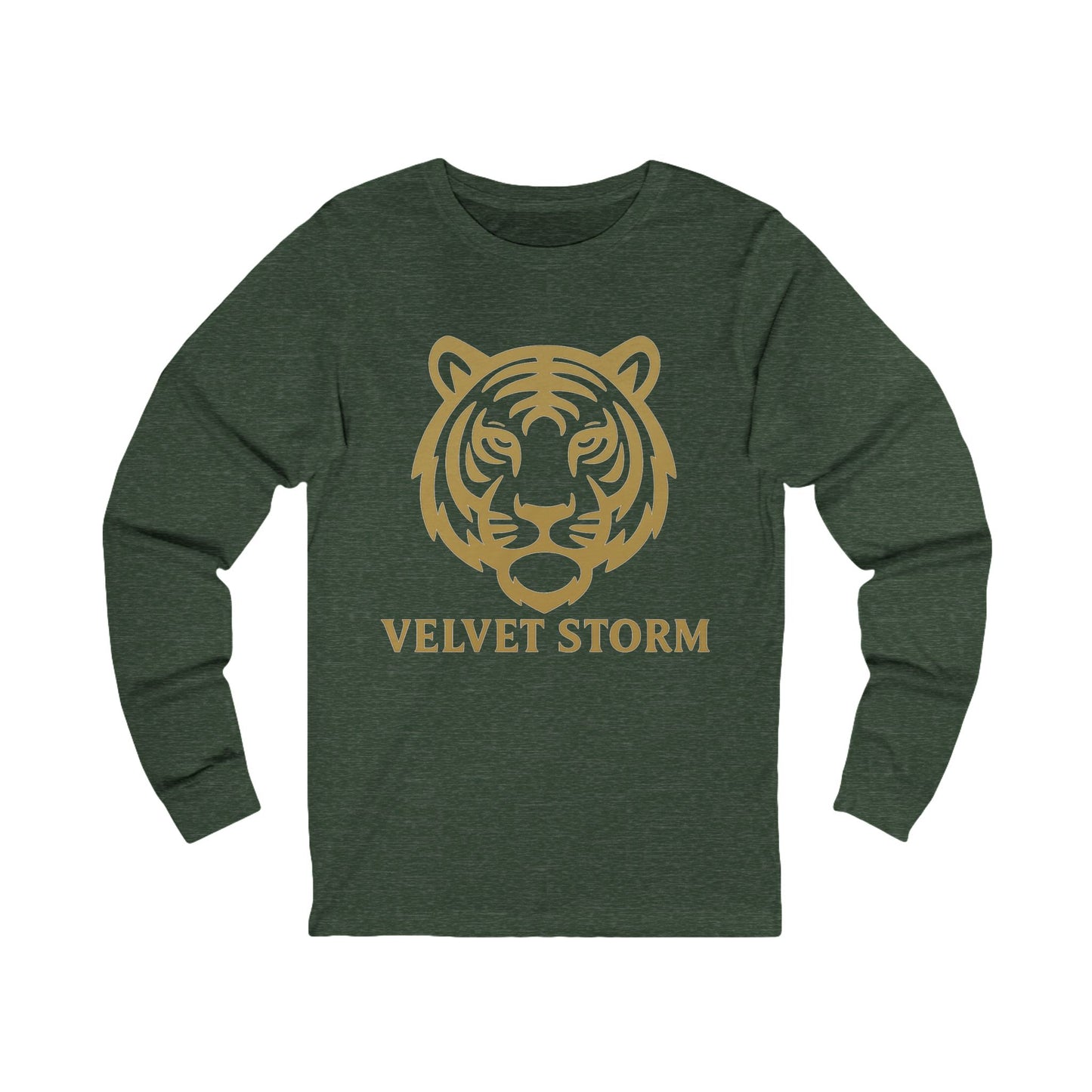Velvet Storm Long Sleeve Tee, Unisex Fashion Top, Tiger Graphic Shirt, Casual Wear, Gift for Animal Lovers, Everyday Style