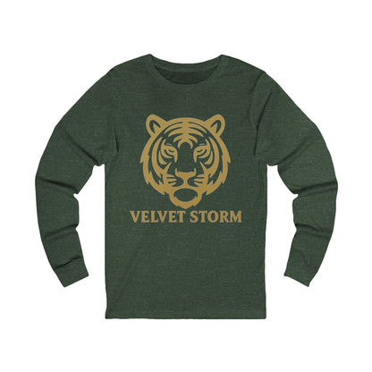 Velvet Storm Long Sleeve Tee, Unisex Fashion Top, Tiger Graphic Shirt, Casual Wear, Gift for Animal Lovers, Everyday Style