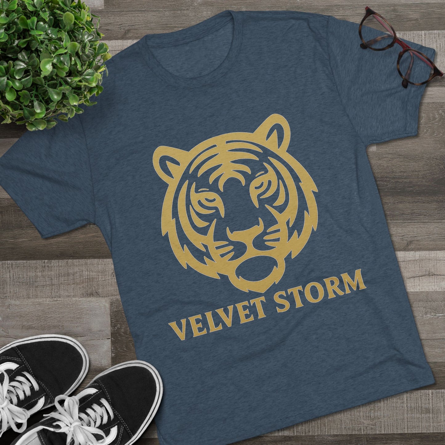 Stylish Tiger Graphic Tee, Unisex Tri-Blend Crew T-Shirt, Animal Lover Gift, Casual Wear, Trendy Apparel, Velvet Storm