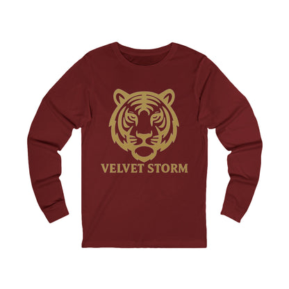 Velvet Storm Long Sleeve Tee, Unisex Fashion Top, Tiger Graphic Shirt, Casual Wear, Gift for Animal Lovers, Everyday Style