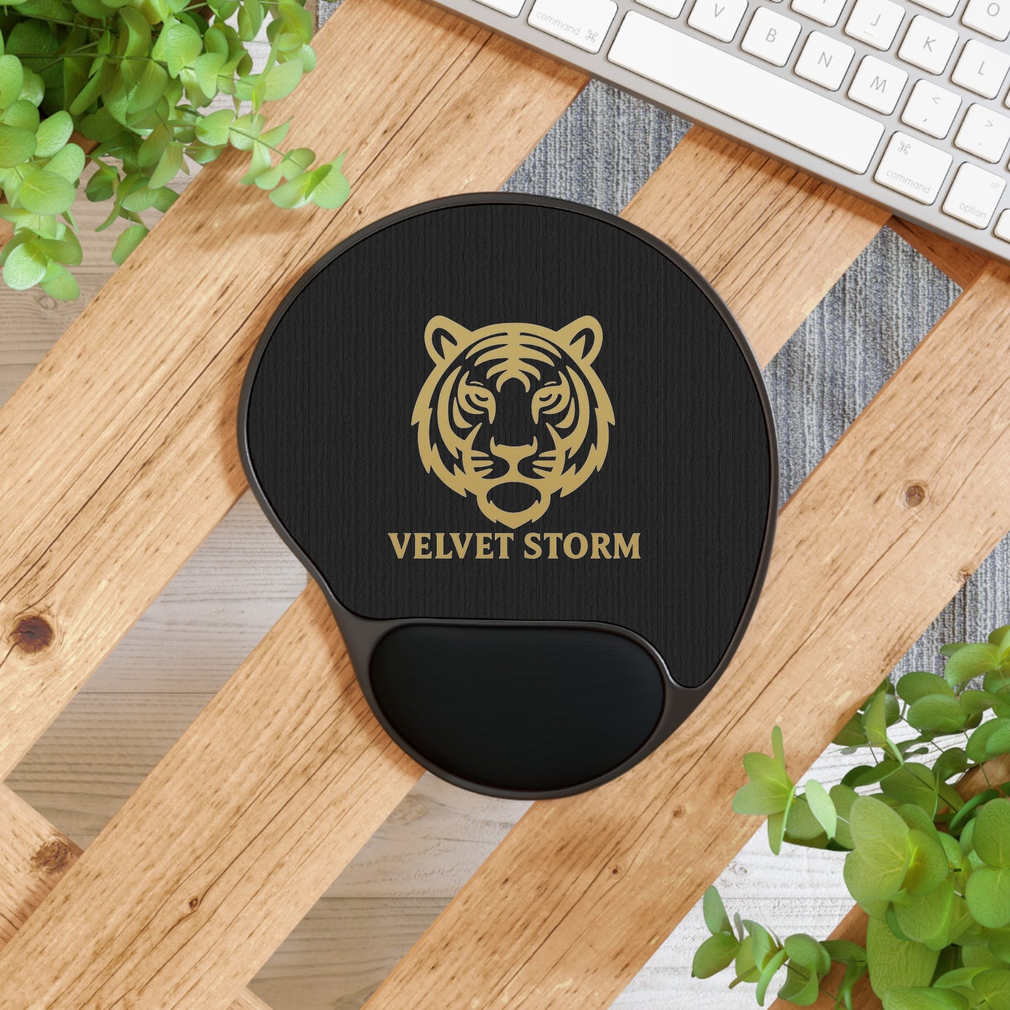 Luxury Tiger Mouse Pad with Wrist Rest | Ergonomic Desk Accessory, Computer Gift, Office Decor, Stylish Gaming Pad, Velvet Storm Design