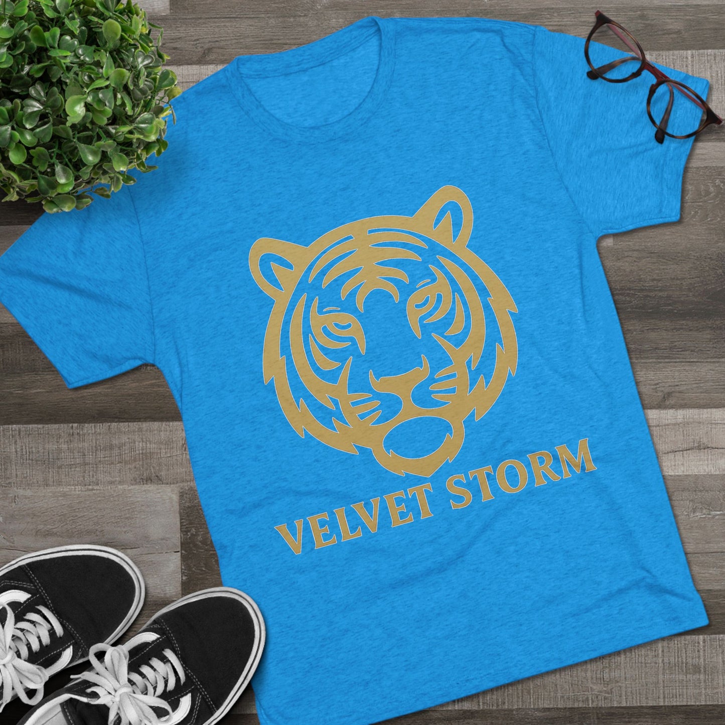 Stylish Tiger Graphic Tee, Unisex Tri-Blend Crew T-Shirt, Animal Lover Gift, Casual Wear, Trendy Apparel, Velvet Storm