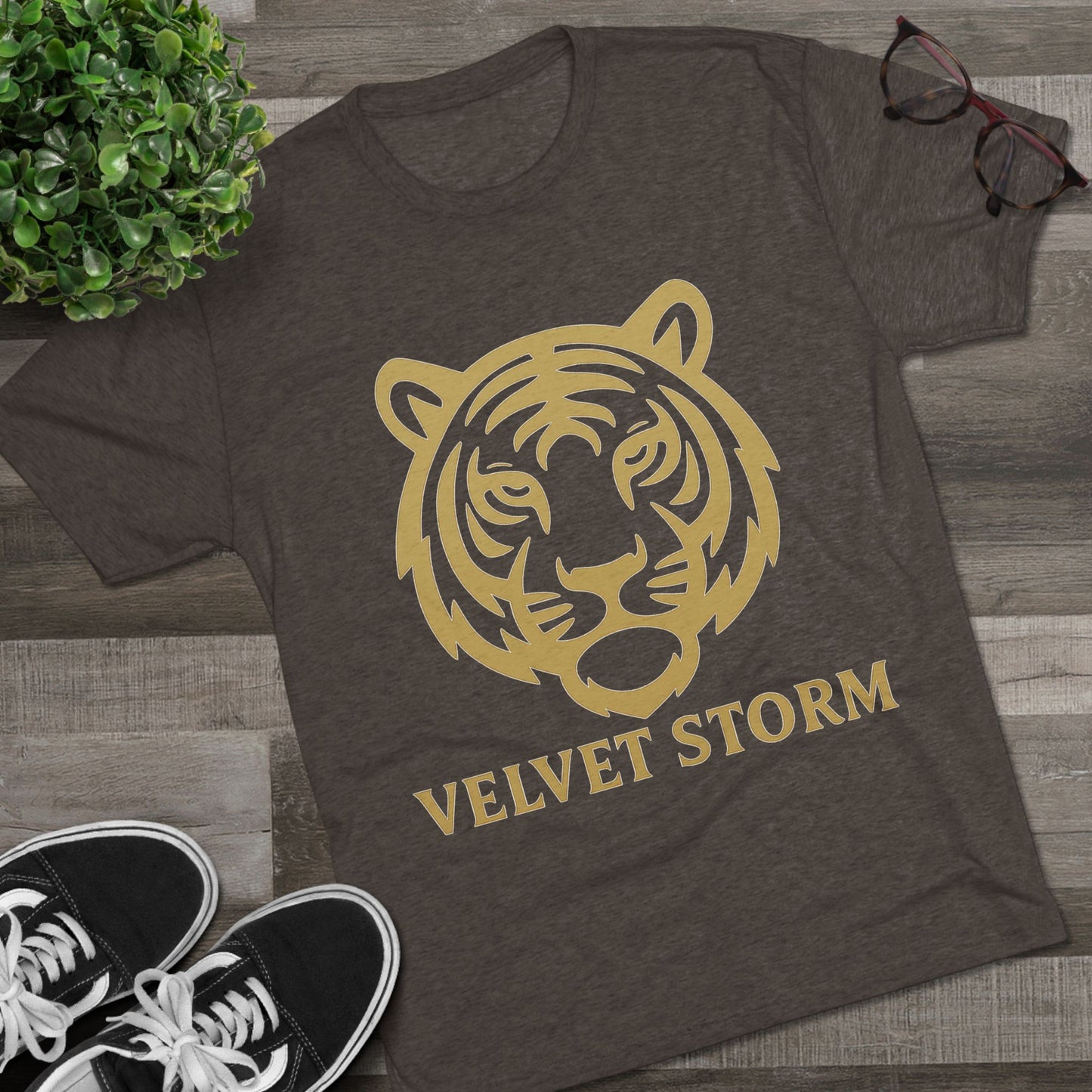 Stylish Tiger Graphic Tee, Unisex Tri-Blend Crew T-Shirt, Animal Lover Gift, Casual Wear, Trendy Apparel, Velvet Storm