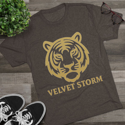 Stylish Tiger Graphic Tee, Unisex Tri-Blend Crew T-Shirt, Animal Lover Gift, Casual Wear, Trendy Apparel, Velvet Storm