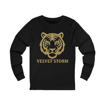 Velvet Storm Long Sleeve Tee, Unisex Fashion Top, Tiger Graphic Shirt, Casual Wear, Gift for Animal Lovers, Everyday Style