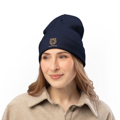 Embroidered Tiger Knit Beanie - Cozy Winter Hat, Gift for Animal Lovers, Stylish Beanie for Every Occasion, Winter Fashion