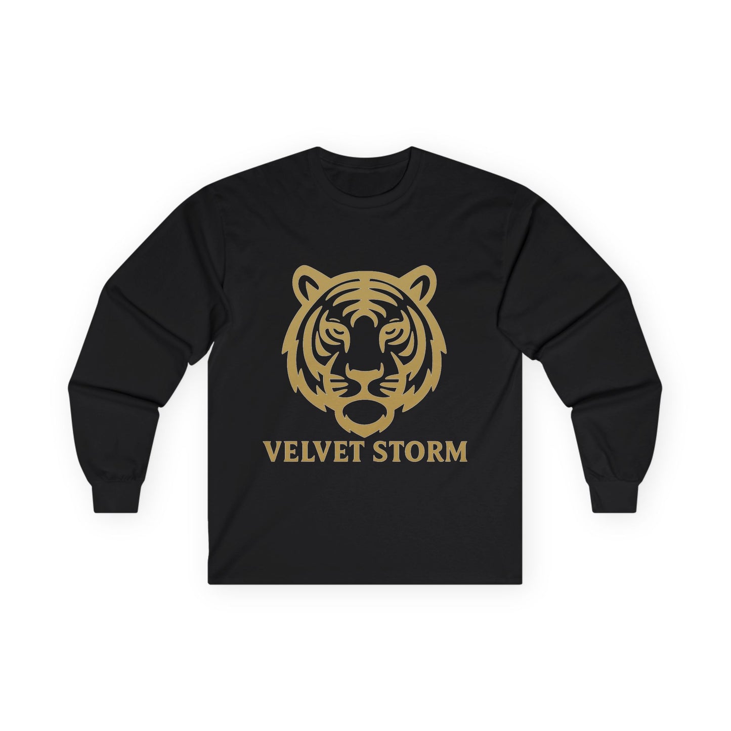 Unisex Long Sleeve Tee with Velvet Storm Tiger Design, Casual Wear, Gift for Animal Lovers, Fall Fashion, Trendy Tees