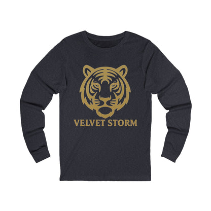 Velvet Storm Long Sleeve Tee, Unisex Fashion Top, Tiger Graphic Shirt, Casual Wear, Gift for Animal Lovers, Everyday Style