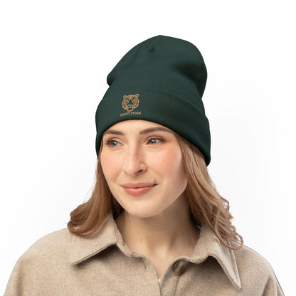 Embroidered Tiger Knit Beanie - Cozy Winter Hat, Gift for Animal Lovers, Stylish Beanie for Every Occasion, Winter Fashion