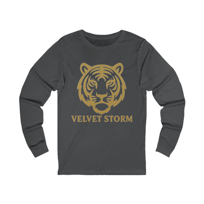 Velvet Storm Long Sleeve Tee, Unisex Fashion Top, Tiger Graphic Shirt, Casual Wear, Gift for Animal Lovers, Everyday Style