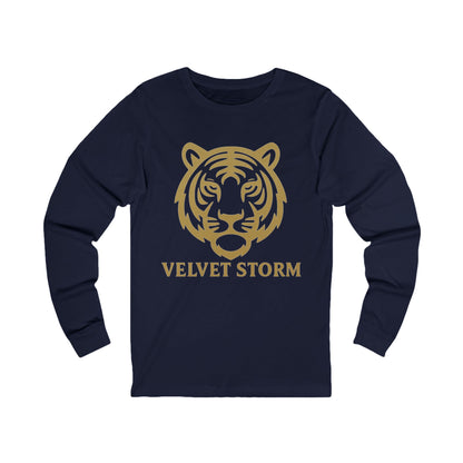 Velvet Storm Long Sleeve Tee, Unisex Fashion Top, Tiger Graphic Shirt, Casual Wear, Gift for Animal Lovers, Everyday Style