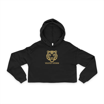 Stylish Women's Cropped Hoodie with Gold Tiger Design | Trendy Athleisure Wear, Gift for Fashion Lovers, Cozy Casual Outfit