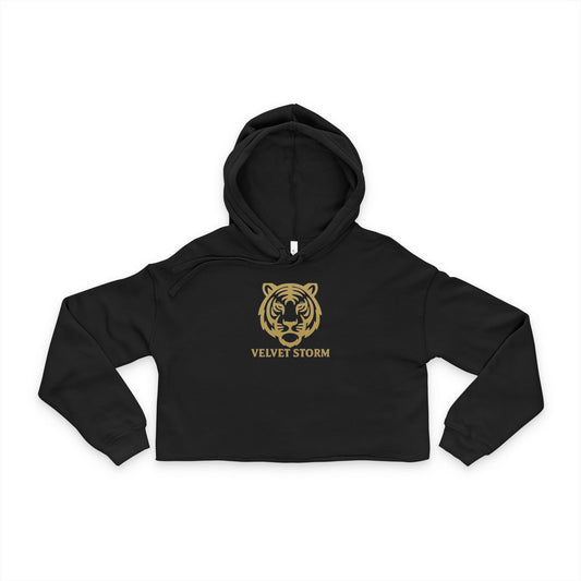Stylish Women's Cropped Hoodie with Gold Tiger Design | Trendy Athleisure Wear, Gift for Fashion Lovers, Cozy Casual Outfit