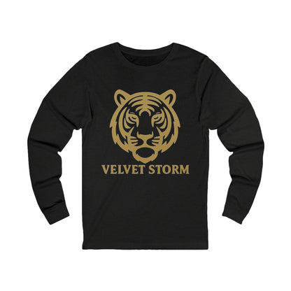 Velvet Storm Long Sleeve Tee, Unisex Fashion Top, Tiger Graphic Shirt, Casual Wear, Gift for Animal Lovers, Everyday Style