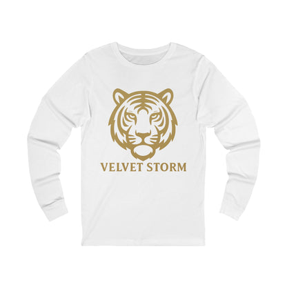 Velvet Storm Long Sleeve Tee, Unisex Fashion Top, Tiger Graphic Shirt, Casual Wear, Gift for Animal Lovers, Everyday Style