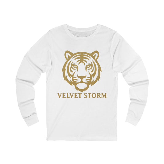 Velvet Storm Long Sleeve Tee, Unisex Fashion Top, Tiger Graphic Shirt, Casual Wear, Gift for Animal Lovers, Everyday Style
