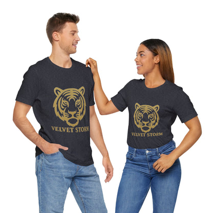 Stylish Tiger Print Tee, Unisex Jersey T-Shirt, Relaxed Fit Top, Gift for Wildlife Lovers, Casual Wear